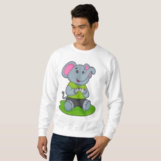 Sweatshirt Eléphant en Gamer (Devant entier)
