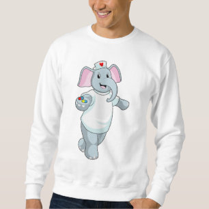 Sweatshirt Éléphant en infirmière avec des médicaments