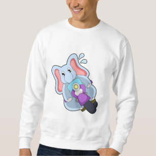 Sweatshirt Éléphant en motard avec moto.PNG