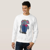 Sweatshirt Elephant en tant que fermier avec Shovel (Devant entier)