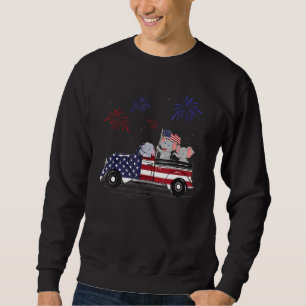 Sweatshirt Elephant équitation Camion Drapeau américain feux