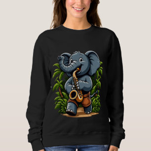 Sweatshirt Elephant Jouer Saxophone Drôle Musique Animal Amou