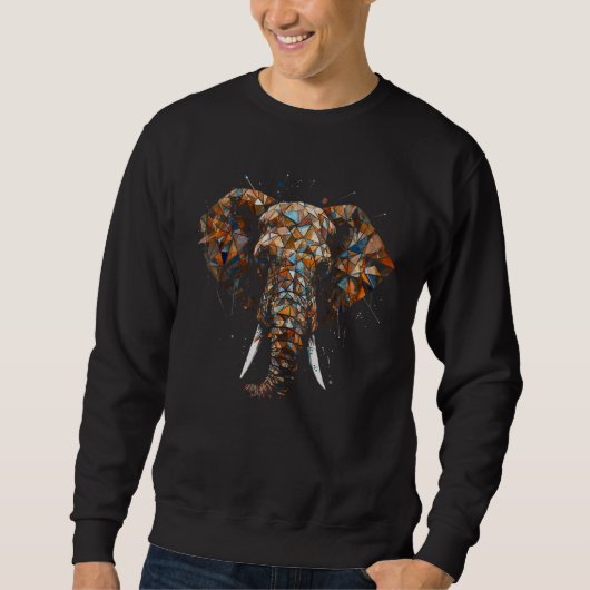 Sweatshirt Elephant Polygon Artwork Colourful African Elephan (Devant)