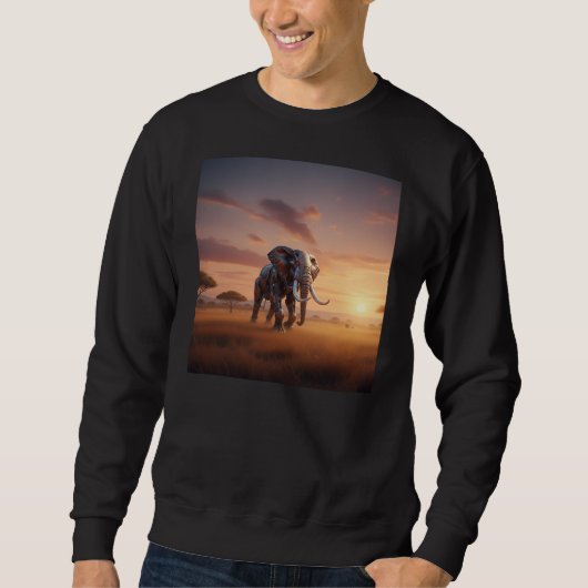 Sweatshirt Éléphant Robot au coucher du soleil (Devant)