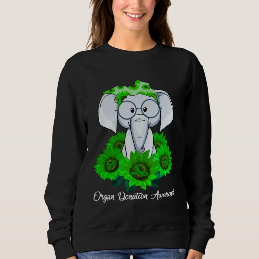 Sweatshirt Elephant Sunflower Organ Donation Awareness Costum (Devant)