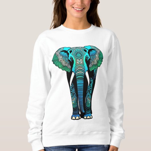 Sweatshirt Eléphant tribal coloré - Faune Artistique (Devant)