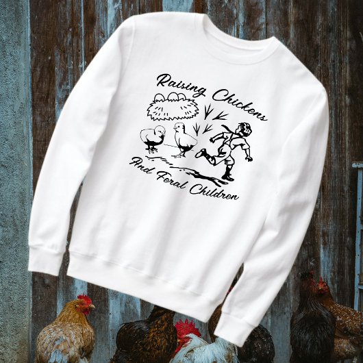 Sweatshirt Élevage De Poulets Et D'Enfants Faux Line Art