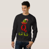 Sweatshirt Elf Monogramme Q initial Cute Correspondant Famill (Devant entier)