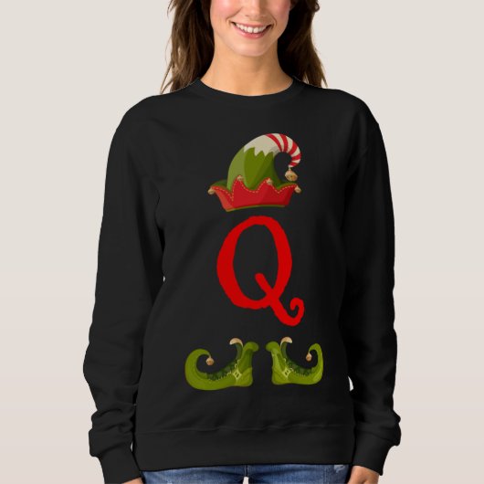 Sweatshirt Elf Monogramme Q initial Cute Correspondant Famill (Devant)