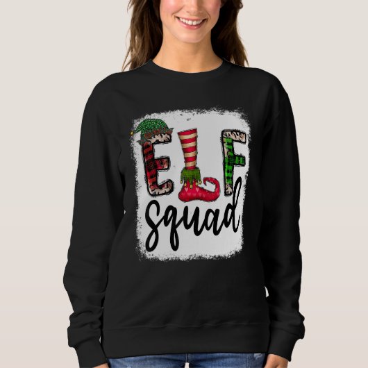 Sweatshirt Elf Squad Elf Pieds Joyeux Leopard de Noël Plaid B (Devant)