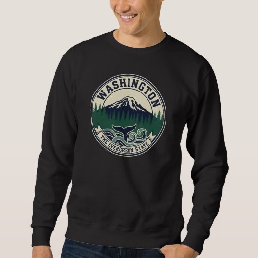 Sweatshirt Emblème vintage de l'État de Washington (Devant)