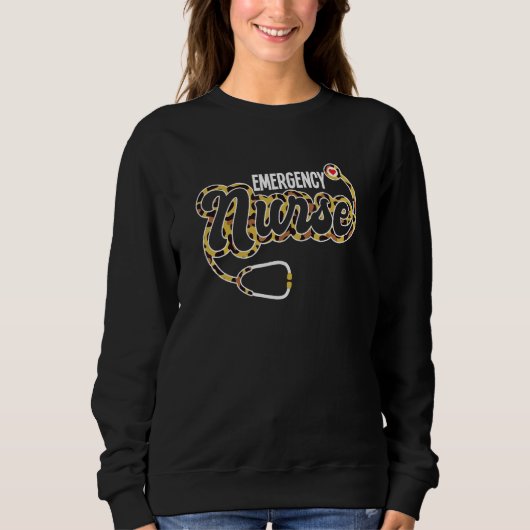 Sweatshirt Emergency Nurse Stethoscope Heart Leopard Print RN (Devant)