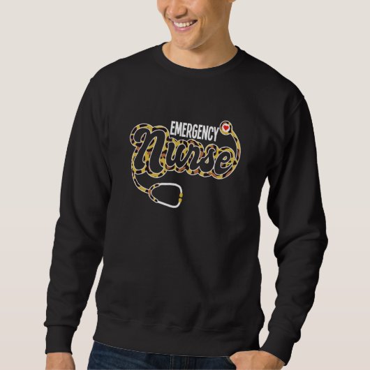 Sweatshirt Emergency Nurse Stethoscope Heart Leopard Print RN (Devant)
