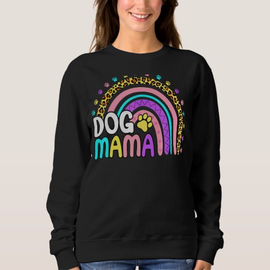 Sweatshirt Empreinte de léopard arc-en-ciel Chien Mama Chiens (Devant)