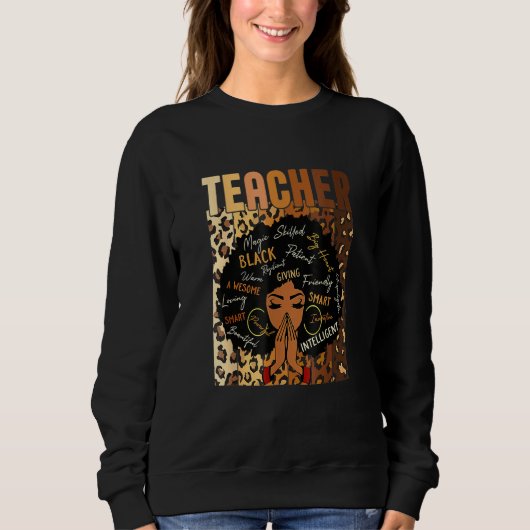 Sweatshirt Empreinte de léopard Black Smart Enseignant Afro L (Devant)