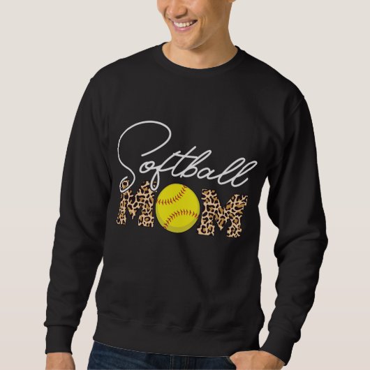 Sweatshirt Empreinte de léopard de maman softball (Devant)