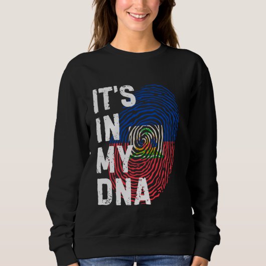 Sweatshirt Empreinte digitale du drapeau d'Haïti C'est dans m (Devant)