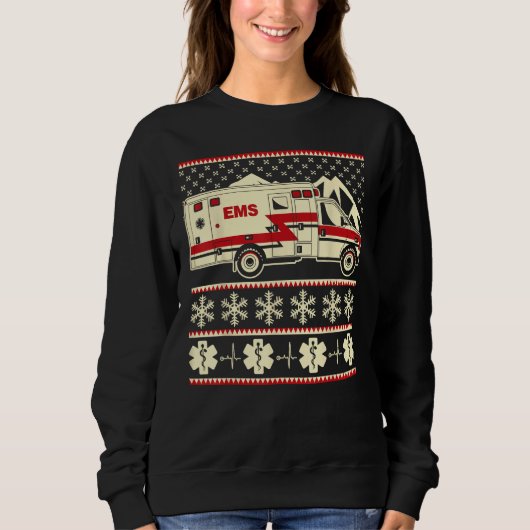 Sweatshirt EMT Funny répugnant pull de Noël avec ambulance et (Devant)