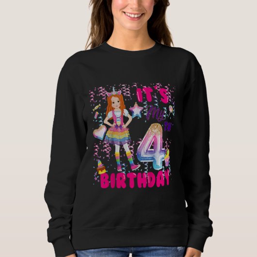 Sweatshirt Enfants 4e anniversaire Filles 4 ans Red Haired 4e (Devant)
