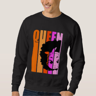 Sweatshirt Enfants Black Girl Queen Retro rose Afro cheveux I