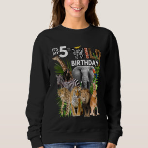 Sweatshirt Enfants C'est mon 5e anniversaire sauvage Safari A