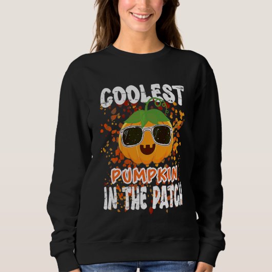 Sweatshirt Enfants Citrouille La Plus Cool Dans Le Patch Todd (Devant)