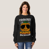 Sweatshirt Enfants Citrouille la plus cool dans le patch toil (Devant entier)