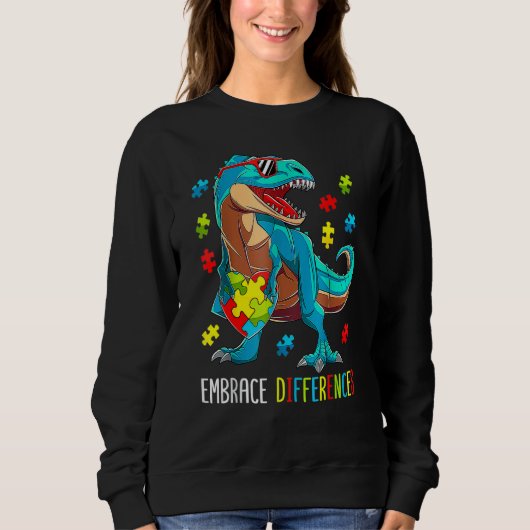 Sweatshirt Enfants Dinosaur Trex Embrace Différences Autisme  (Devant)