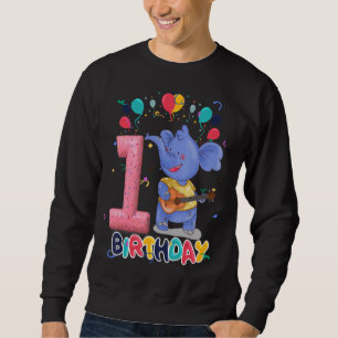 Sweatshirt Enfants Elephant Anniversaire fête 1 An Garçon 1th