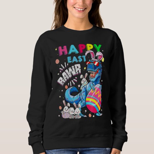 Sweatshirt Enfants Happy Eastrawr Rex Bunny Dinosaur Pâques E (Devant)