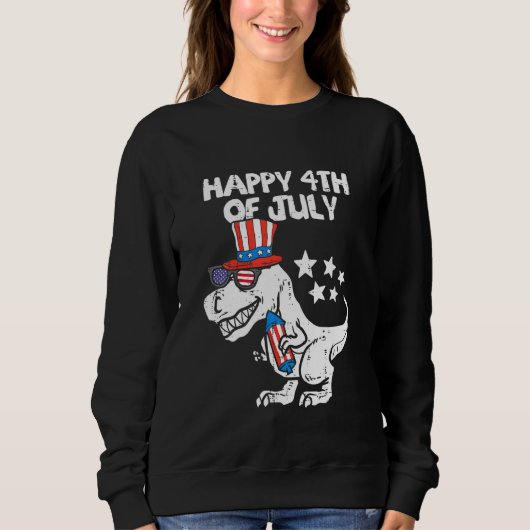 Sweatshirt Enfants heureux 4 juillet T-Rex Dino Dinosaur bébé (Devant)