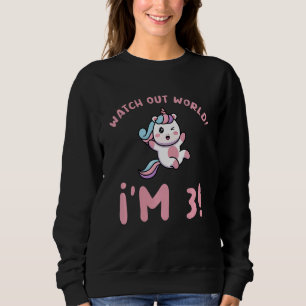 Sweatshirt Enfants I'm 3 3ème anniversaire Trois ans Unicorne