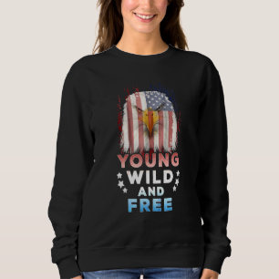 Sweatshirt Enfants Jeune Wild Free American Patriotic 4 Juil