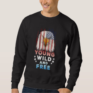 Sweatshirt Enfants Jeune Wild Free American Patriotic 4 Juil