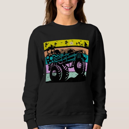 Sweatshirt Enfants Retro Monster Camion Bunny Pâques Joyeux P (Devant)