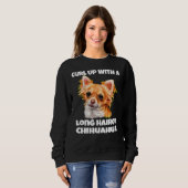 Sweatshirt Enfiler Avec Un Chien Chihuahua Aux Cheveux Longue (Devant entier)