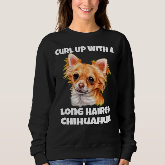 Sweatshirt Enfiler Avec Un Chien Chihuahua Aux Cheveux Longue (Devant)