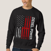 Sweatshirt Engin de déplacement mécanique diesel Drapeau amér (Devant)