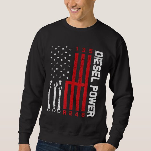 Sweatshirt Engin de déplacement mécanique diesel Drapeau amér (Devant)