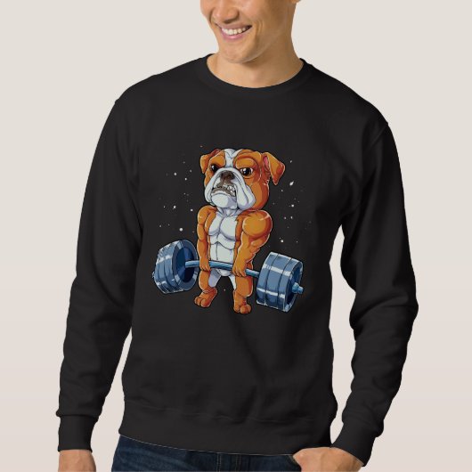 Sweatshirt English Bulldog Weightlifting  Deadlift Men Fitnes (Devant)