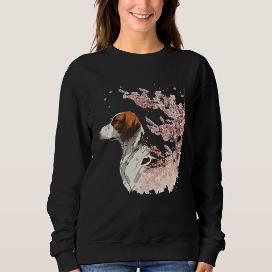 Sweatshirt English Pointer Cherry Blossom Dog Breed Japanese  (Devant)