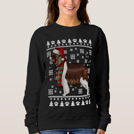 Sweatshirt English Springer Spaniel Dog Santa Hat Xmas Ugly C (Devant)
