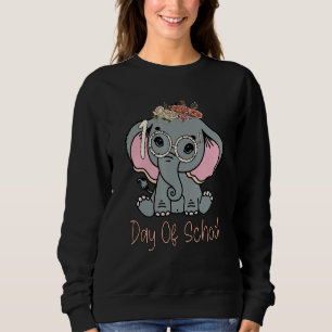 Sweatshirt Enseignant 100ème Jour De L'École Eléphant Avec Fl