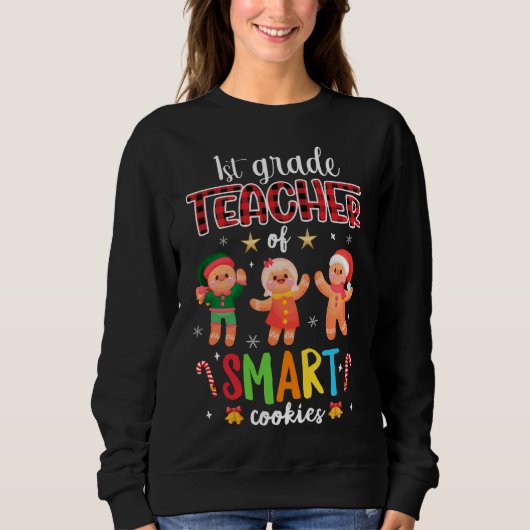 Sweatshirt Enseignant De 1Ere Année De Cookies Intelligents C (Devant)