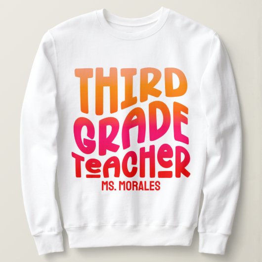 Sweatshirt Enseignant de 3e année Orange Rouge Ombre Texte De (Design devant)