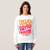 Sweatshirt Enseignant de 3e année Orange Rouge Ombre Texte De (Devant entier)