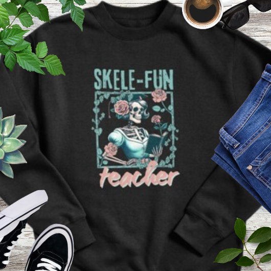 Sweatshirt Enseignant de l'école primaire éffrayant Skeleton