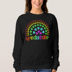 Sweatshirt Enseignant de vitesse Speducator Coeur arc-en-ciel