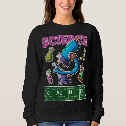 Sweatshirt Enseignant en sciences Table périodique Enseigneme (Devant)