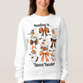 Sweatshirt Enseignant Halloween Coquette Bows et Lecture Fant (Devant)